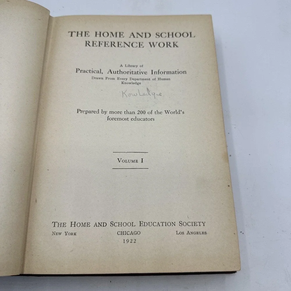 The Home and School Reference Work Volume 1 A To Candle (1922) Hardcover